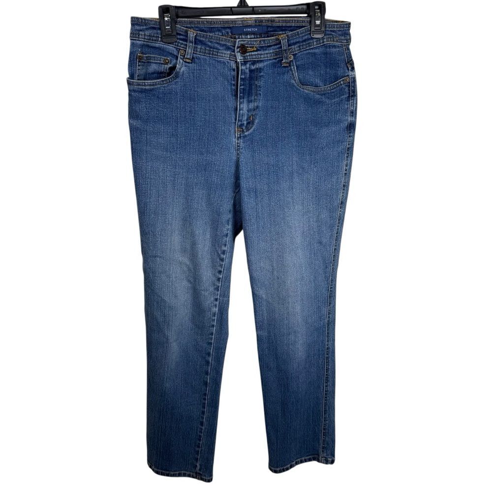 Bill Blass Stretch Straight Leg Blue Jeans, Good Condition, Size 8